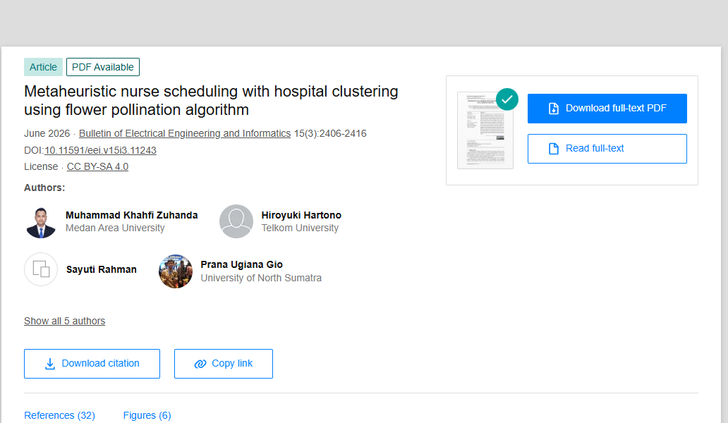 Gambar ke-3 untuk artikel Metaheuristic nurse scheduling with hospital clustering using flower pollination algorithm